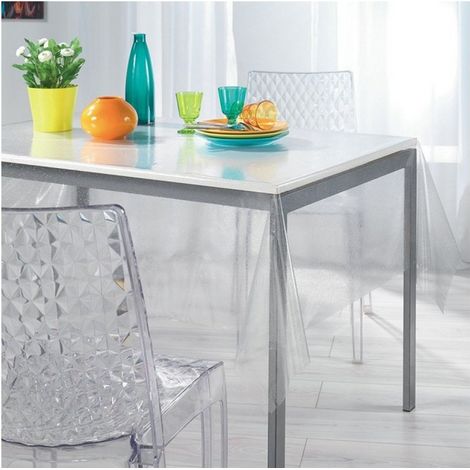 Tovagliato in Pvc Crystal Trasparente 0,15 Rotolo cm.140 (H) X 50 mt (L)