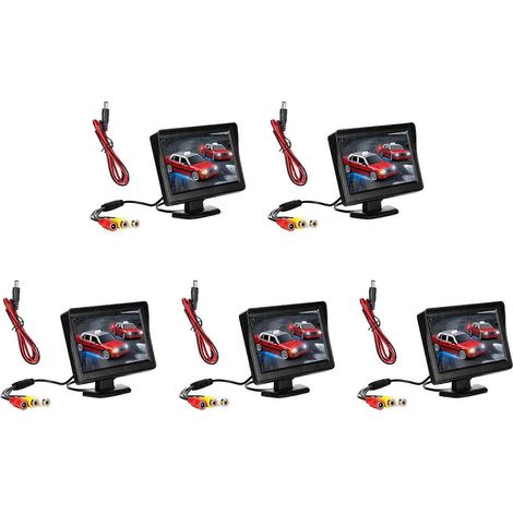 Kit de 5 monitores de visión trasera para coche de 4,3 pulgadas, 9V-24V CC, TFT LCD, cámara de visión trasera, sistema de aparcamiento de marcha atrás, monitor sin cámara. (1/5)
