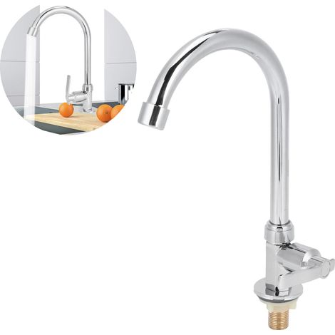 Robinet de cuisine G1/2 à eau froide simple, robinet d'évier pivotant en acier inoxydable (1/5)
