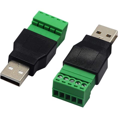 Lot de 2 connecteurs USB 2.0 A à vis Femelle vers 5 Broches Femelles à Visser 5 Broches de vissage de Type Bouclier Connecteur convertisseur 300 V 8 A Male (1/5)