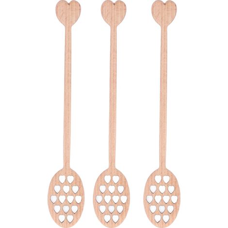 3 pièces Mélangeur à Miel en Bois de Cerisier avec Motif Cœur, Ustensile de Cuisine pour Table