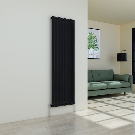 Warmehaus Flat Panel Black Radiator Vertical Single 1800x544mm