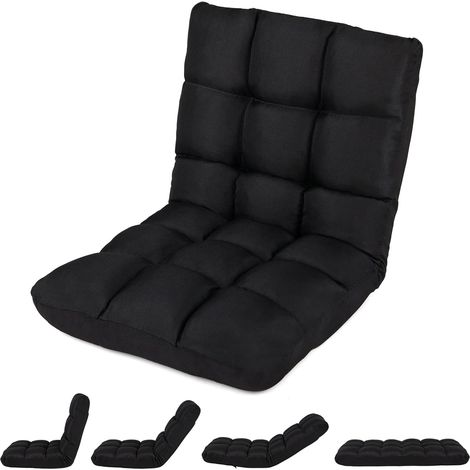 COSTWAY Canapé Paresseux Chaise de Sol, Chaise de Méditation, Dossier Réglable 14 Positions, Fond antidérapant, pour Coin Lecture, Salon, Enfant/Adulte, 66,5 x 54 x 56 cm (Noir) (1/5)