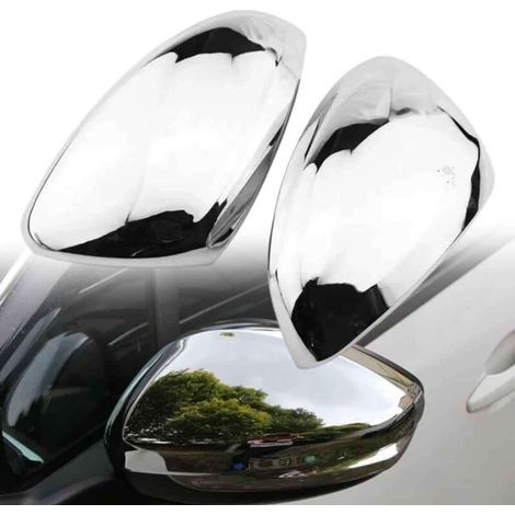 Lot de 2 capuchons de rétroviseur en acier inoxydable - Compatibles avec Peugeot 2008 I - Année de construction 2013-2019 - Chromé
