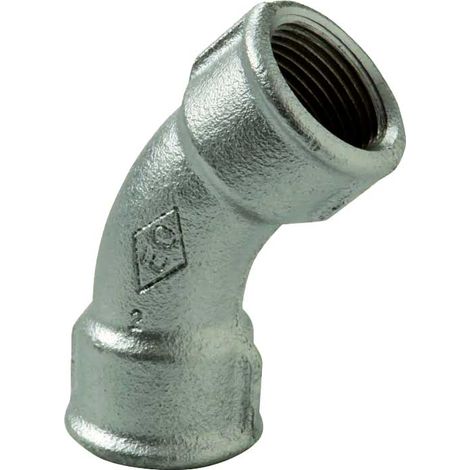 CURVA A 45° FEMMINA/FEMMINA IN GHISA ZINCATA 1""1/4