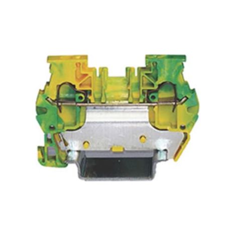 Bloc de mise à la terre Rail DIN, 1 voie voies , raccordement Cage à ressort, 24 10 AWG, Vert, Jaune ( Prix pour Sachet de 10 )