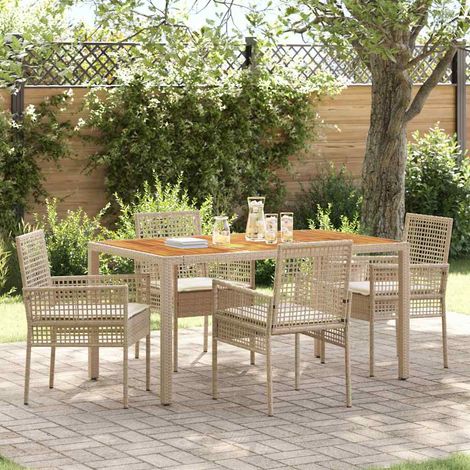 Teenpull – Garten Essgruppe 5 Stk. Beige Poly-Rattan (1/5)