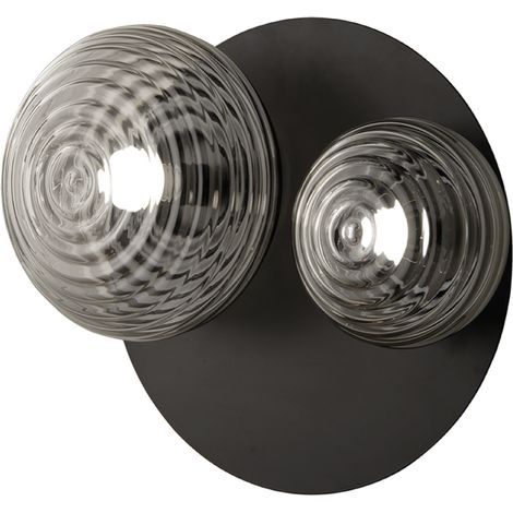 Plafoniera D52 cm TONDO con base in metallo Fume' e 2 diffusori in vetro (1/3)