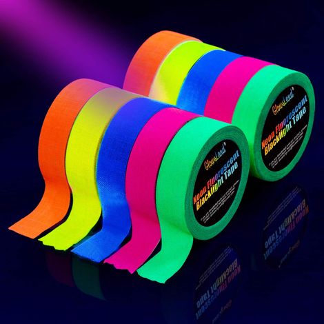 10 Rouleaux Ruban Adhésif Néon, 5 Couleurs Fluorescentes, 15mm x 5m, Pour Décoration Halloween Et Fête Blacklight (1/5)