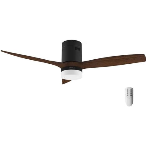 Cecotec Ventilatore da soffitto Energysilence Aero 5600 Classic Nero. Motore DC 40W, Diametro 132Cm, 3 Pale, Lampada Led 18W