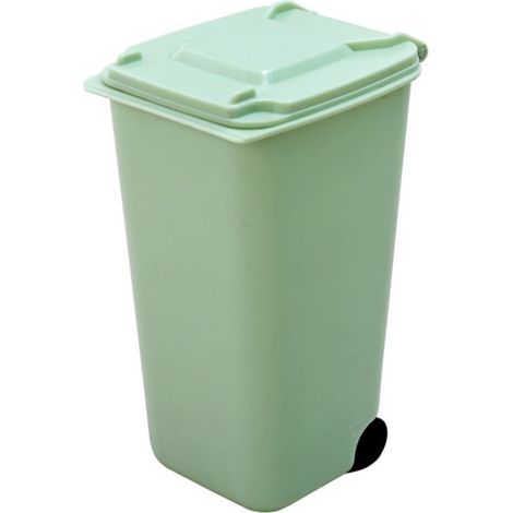 Poubelle Miniature - Couvercle À Basculer - Pour Bureau Et Organisation De Bureau - 750 Ml - En Polypropylène - Vert