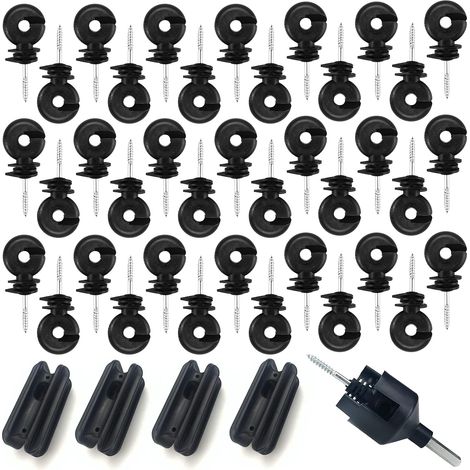 40 Isolateurs Annulaires – Accessoires Clôture Électrique pour Poteau Bois