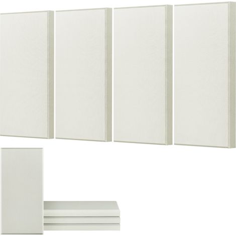 Panneau Acoustique Mural Autocollant, Lot de 4, Panneaux Insonorisants Muraux en Fibre de Verre 60x30x5 cm, Isolation Phonique pour Maison, Home Cinéma, Studio, Bureau, Salle de Réunion, Beige (1/5)