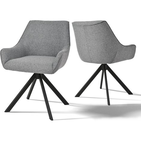 Goeurvant 360° drehbarer Sessel mit geschwungener Rückenlehne und weichem Kissen, perfekte Kombination aus Stil und Komfort - 2er Set - Hellgrau (1/5)