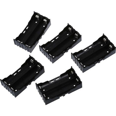 5 boîtiers de rangement noirs en plastique pour 2 batteries 18650 de 3,7 V (4 broches). (1/5)