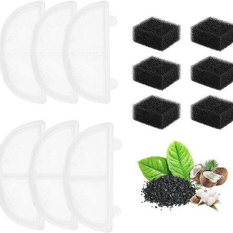 Cartucce filtranti di ricambio per fontanelle per gatti WF20/CF20 (confezione da 6) a forma semicircolare, tipo aereo. (1/4)