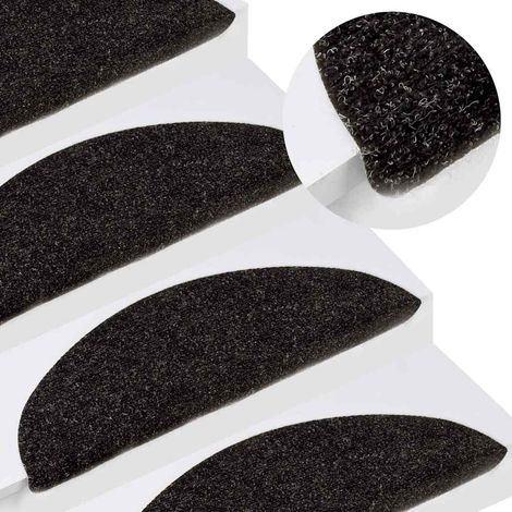 Lot de 15 Tapis d'escalier autocollants - Tapis de marche pour Enfants, Aînés et Animaux 56x20 cm Anthracite BV345721 - BonneVie (1/5)