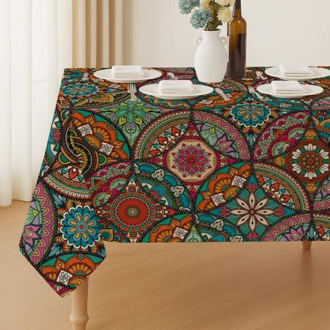 Tischdecke Mandala Muster 213x152 cm abwaschbar wasserabweisend für Innen & Außen