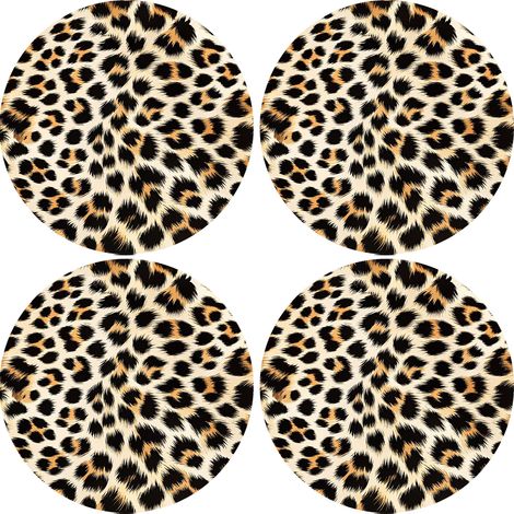 Juego de 4 manteles individuales redondos para mesas 4D, 33 cm - estampado de leopardo claro  Fieltro ecológico, impresión HD, lavable a 40 °C, Bertoni (1/3)