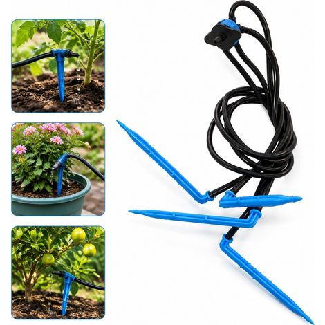 1 Pièce Kit Goutte-à-Goutte en Plastique Bleu, 30 cm, 4 Sorties, 8 L/H, pour Pots de Fleurs (1/5)