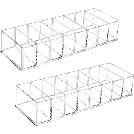 cajas de almacenamiento de maquillaje transparentes de 24,8 x 8,5 x 4,8 cm. Organizador de maquillaje transparente de plástico con compartimentos. (1/4)