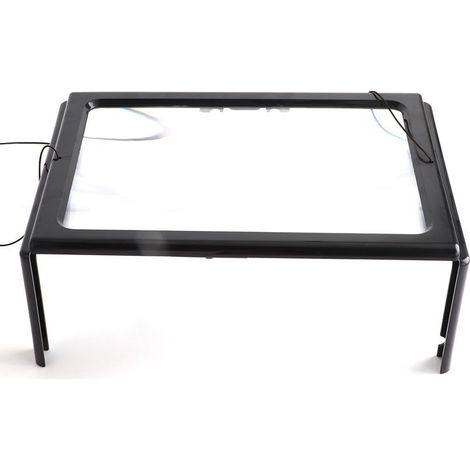 Loupe d'écran Loupe de Bureau avec Une lumière, Cadre de Ligne de lumières de Fresnel à 4 LED, adaptée à la Lecture de Livres, aux Excursions (1/5)