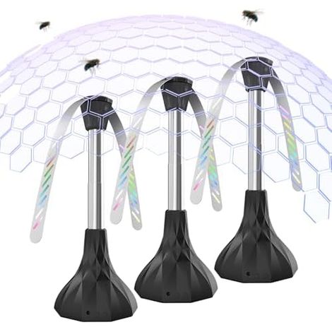 3-teiliges Fliegen- und Mückenabwehr-Ventilatorset, physikalischer Fliegenabwehrstoff, leiser und wiederaufladbarer Tischventilator mit Haken, faltbar und aufhängbar für Partys, Restaurants, Küchen (1/5)