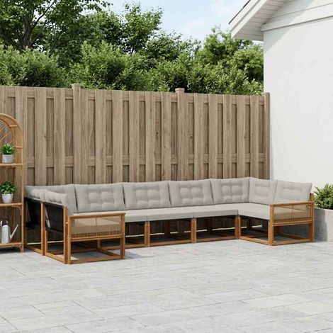 vidaXL Outdoor-Sofagarnitur mit Kissen 7 pcs Natürlich und Hellgrau (1/5)