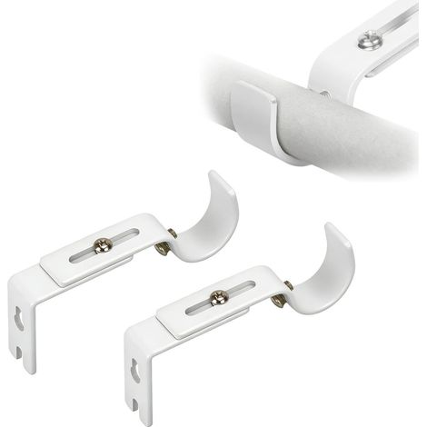 Support Tringle Rideaux, 2 Pièces Supports Mural Réglable (Distance de 6 à 9 cm par Rapport au Mur) - pour Tringles de Ø 25 mm, Compatible avec Coffre de Volet Roulant (Blanc) (1/5)