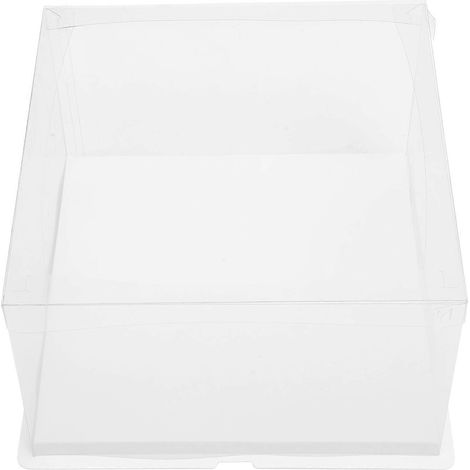 Boîte à gâteau d'anniversaire transparente en plastique de 10 pouces (25 cm) - Boîte de rangement pour gâteaux et desserts (transparente)-30X30CM-Transparent Color