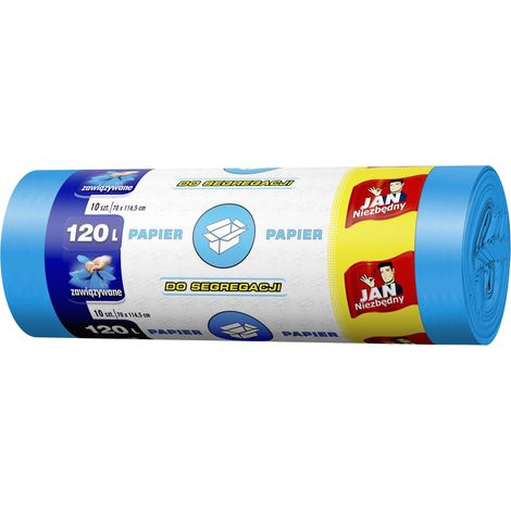 Sacchi per rifiuti resistenti da 120 l per carta, 10 pezzi, blu