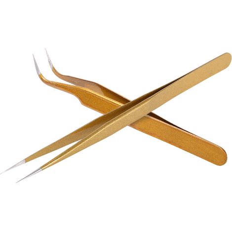Gerade und gebogene Pinzetten, feine Edelstahl-Wimpernpinzetten für künstliche Wimpern, Pinzetten für Nagelkunst