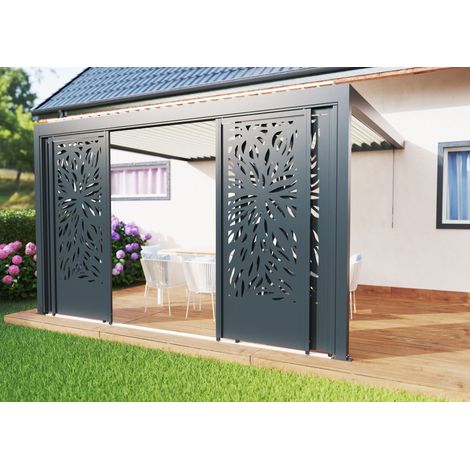 Paroi Coulissante Aluminium 4m Anthracite Pour Pergola S et SV France (1/2)