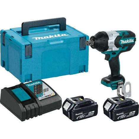 Makita DTW1001RTJ Cordless 18V Brushless 3/4" Impact Wrench Set With 2x5Ah Batteries, Charger And MAKPAC 2 Box