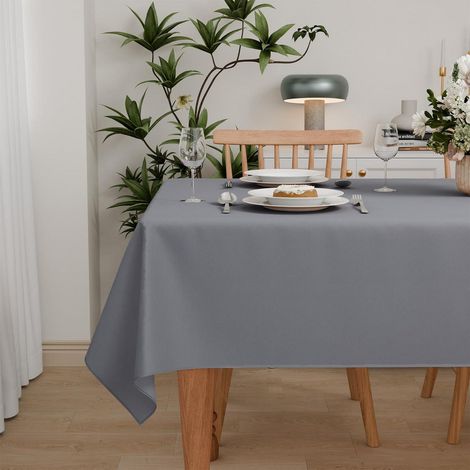 Tischdecke Polyester 150x350cm Grau Abwaschbar Wetterfest Rechteckig