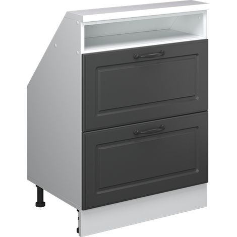 Dachschrägenschrank Rion, Anthrazit Landhaus/Weiß, mit 2 Schubladen, Vicco