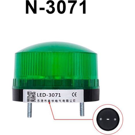 Signal stroboscopique voyant d'avertissement avec alarme sonore buzzer N-3071 lampe à LED petites - N-3071 Green-12VDC