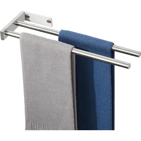 Wall-Mounted Towel Holder with Double Bar Bathroom 40 cm Brushed