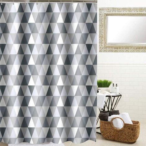 Thickened Waterproof Shower Curtain Polyester Shower Curtain Cloth (Triangle, 80 x 180 Cm). (1/5)