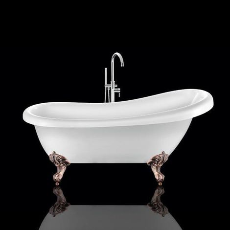 Vasca da bagno freestanding con piedini RICHMOND Bianca 155 cm Piedini di aquila Rame