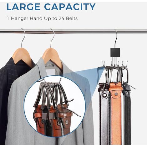 2 appendiabiti girevoli a 360° per cinture, organizer salvaspazio per armadio per cinture, sciarpe e accessori. (1/4)