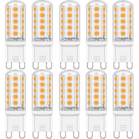 G9 LED Lampe für G9-Sockel, Warmweiß (2700K), 400 Lumen, 4W Ersatz für herkömmliche 30W-Leuchtmittel, nicht dimmbar, kein Flackern, 10-er Pack (1/5)