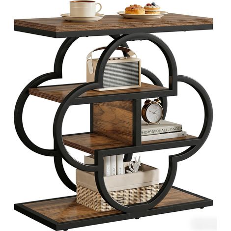 Étagère en bois 4 niveaux avec fonction table d’appoint, design unique, table de chevet (1/5)