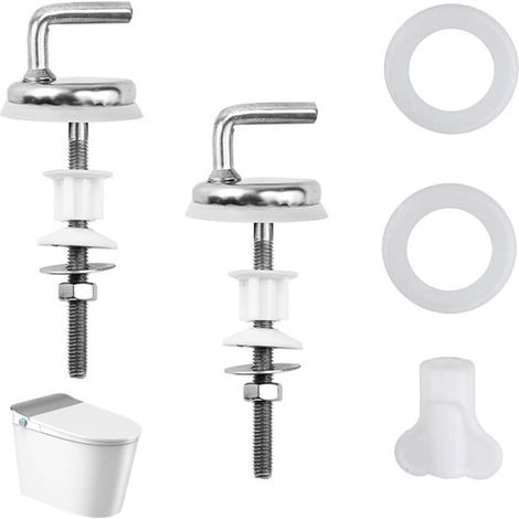 Set mit 2 WC-Sitzscharnieren, WC-Sitzbefestigungen mit kompatiblen Beschlägen und Ersatzteilen, Schnellverschluss-WC-Sitzscharniere für Sacklöcher