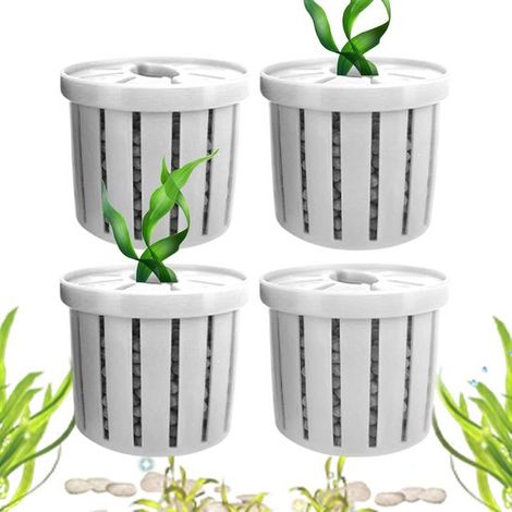 Confezione da 4 vasi per piante acquatiche, supporto per coltivazione idroponica per acquari, decorazione di paesaggi acquatici, per case, hotel, ecc. (1/5)