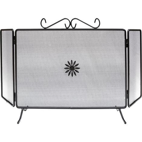 Pare-A tincelles avec 3 portes torsadA es pour cheminA e en fer forgA cm 100x50 h (1/2)