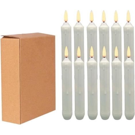 12 pièces bougies à LED réalistes bougie jaune scintillant bougies coniques à LED pour intérieur Halloween extérieur décor (1/4)