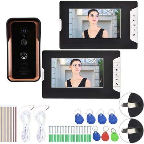 Sonnette vidéo WiFi filaire 7 pouces 100-240V, Interphone visuel avec moniteur 1V2, Caméra de porte (prise AU) (1/5)