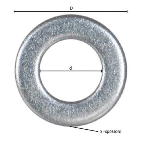 Rondella Piana Inox A2  M  5 - 1,0 X 10 X  5,3 Mm Cf. 1000 Pz