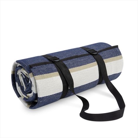 Paco Home Picknickdecke Campingdecke XXL Strand Picknickdecke Wasserdicht Mit Tragegriff 200x300cm, Blau-Gelb 3